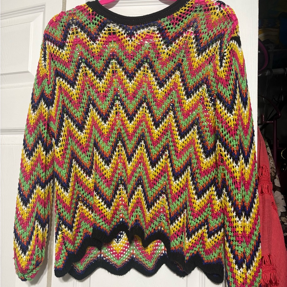 Woven Heart Colorful Chevron Knit Sweater